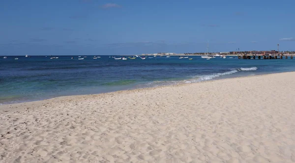 Scenic Beach Pier Atlantic Ocean African Santa Maria Town Sal — Photo