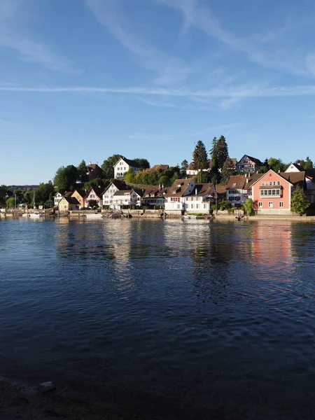 Cute Rhine River European Stein Rhein Town Switzerland Schaffhausen Clear — Stockfoto