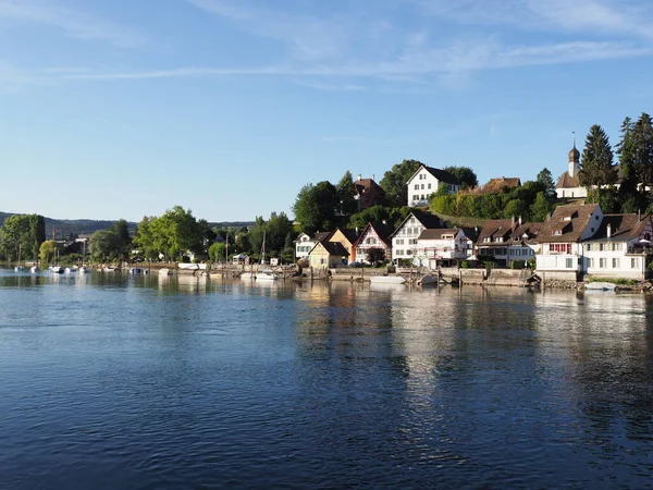 Molo Nad Renem Europie Stein Rhein Miasto Switzerland Kanton Schaffhausen — Zdjęcie stockowe