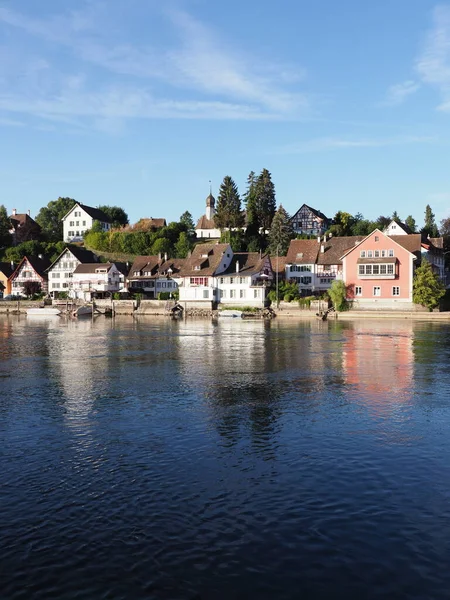 Quay Rhine River European Stein Rhein Town Switzerland Canton Schaffhausen — Stockfoto