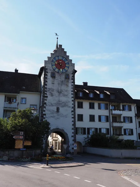 Перед Воротами Untertor Европейском Городе Штайн Райн Шаффхаузене Швейцарии Голубое — стоковое фото