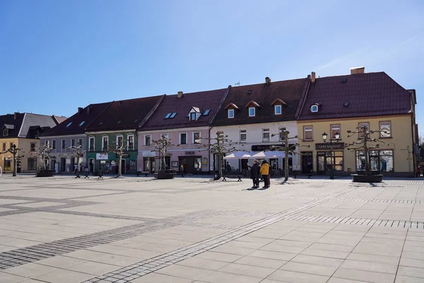 Pszczyna Poland March 2022 Colorful Houses Market Square European City — 스톡 사진