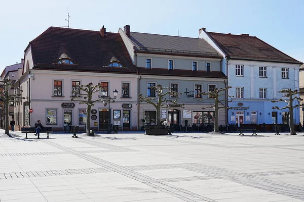 Three Houses Square Pszczyna City Poland — Stockfoto