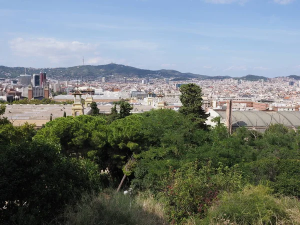 Panoramic Cityscape European Barcelona City Catalonia District Spain Clear Blue — 스톡 사진