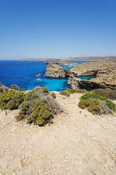 Scenic Blue Lagoon European Comino Island Malta Vertical — Foto de Stock