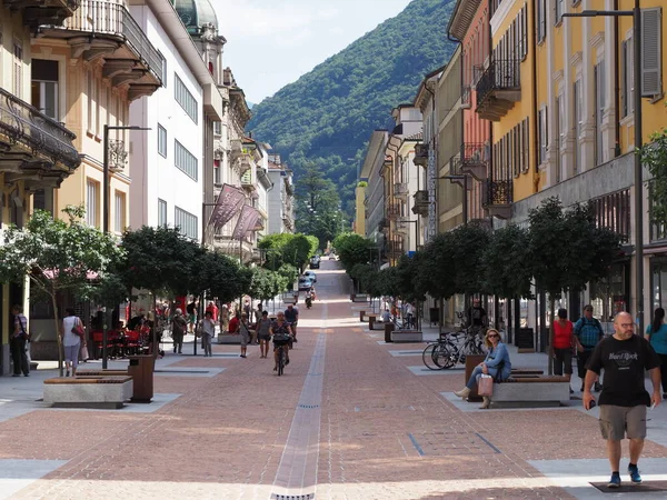 Bellinzona Switzerland July 2017 Main Promenade European City Capital Canton — стокове фото