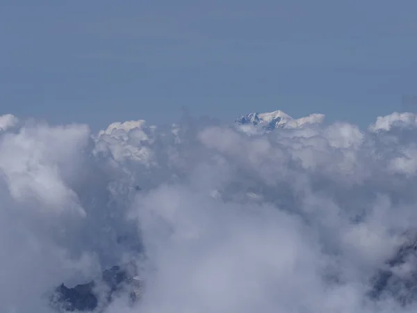 Foggy Mont Blanc 807 Peak Clouds Seen European Canton Valais — ストック写真