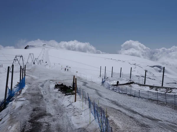 Path Ski Lift Breithorn Monte Rosa Canton Valais Switzerland Clear — ストック写真