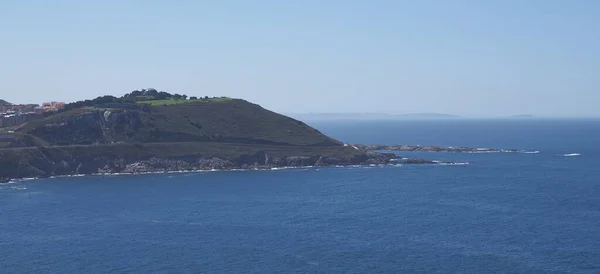 Promontory at european A Coruna city at Galicia district of Spain, clear blue sky in 2019 warm sunny summer day on September.