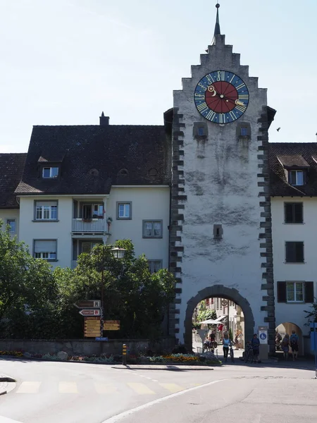 Stein Rhein Schweiz August 2018 Fassade Des Untertores Schaffhausen Strahlend — Stockfoto