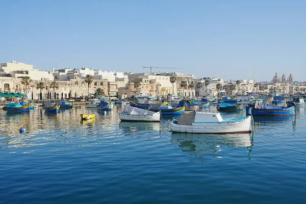 Hafen Mit Fischerbooten Dorf Marsaxlokk Auf Malta — Stockfoto