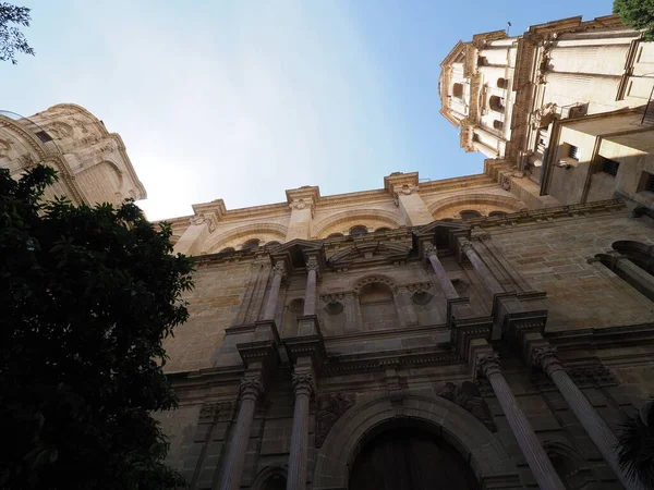 Vorderseite Der Inkarnationskathedrale Malaga Der Region Andalusien Spanien Strahlend Blauer — Stockfoto