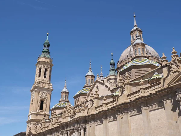 Blick Auf Die Säulenkirche Der Europäischen Stadt Saragossa Bezirk Aragon — Stockfoto