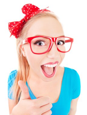 Funny girl with thumb up clipart