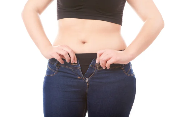 Vrouwen kunnen niet passen in broek — Stockfoto