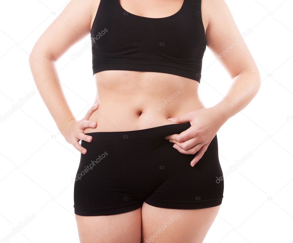 Size 40-42 woman's body isolated over white background