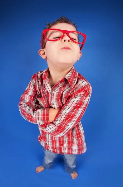 Grappige portret van een vijf jaar oude sulky jongen — Stockfoto