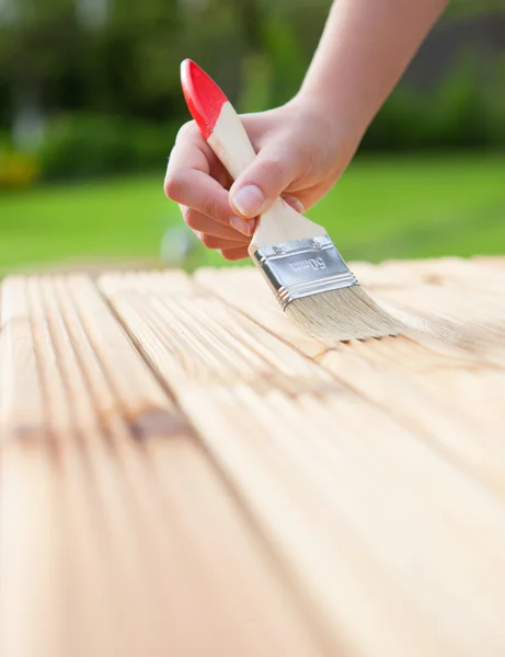 Hand with brush — Stock Photo, Image