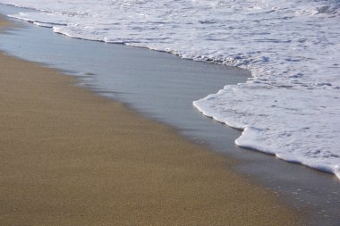 Akdeniz 'in kumlu kıyılarında deniz köpüğü.