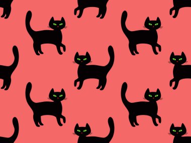 Pembe arka planda siyah kedili kusursuz desen..