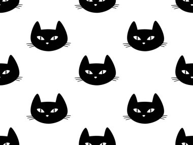 Beyaz arka planda siyah kedi ağızlık desenleri.