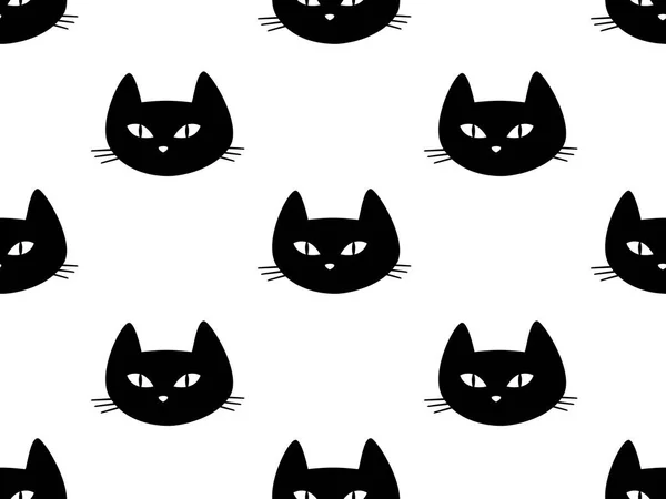 黑猫嘴白色背景的无缝隙图案 — 图库照片