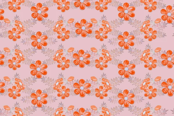 Seamless Floral Pattern Red Flowers Pink Background — Stock Photo, Image