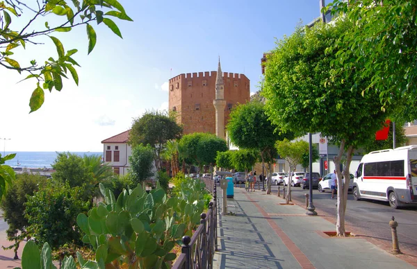 Turkije Alanya Uitzicht Rode Toren Van Het Oude Fort — Stockfoto