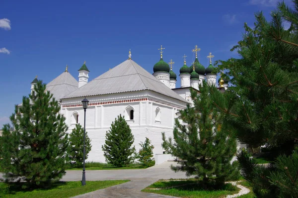 Astrakhan Rusland Uitzicht Kerkkoepels Met Kruisen Het Gebouw Met Een — Stockfoto