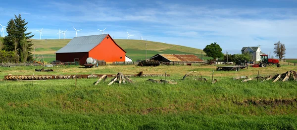 Red barn in a farm Eastern Washington.