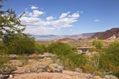 A view of Lake Meade and surrounding landscape Nevada. clipart