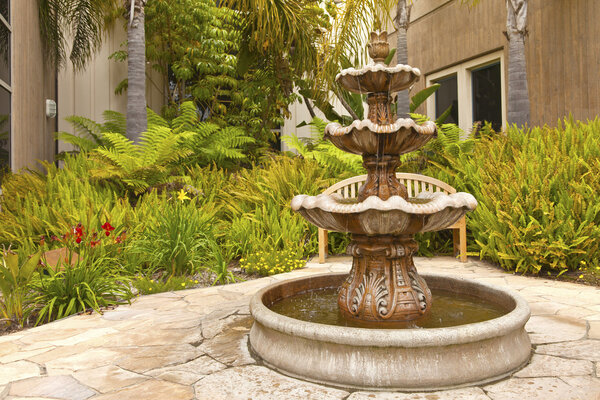 Smal backyard garden fountain San Diego California.