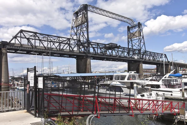 Port of Tacoma bridge and marina Washington state. — Stock Photo, Image