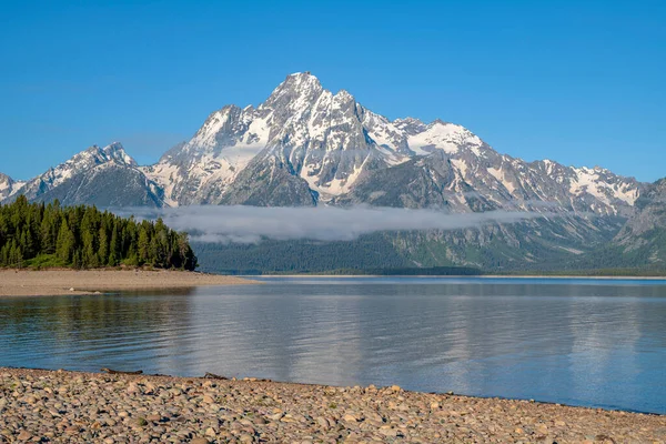 Tetons Mountains Panorama Lake Jenny View Morning Light — Stock Photo, Image