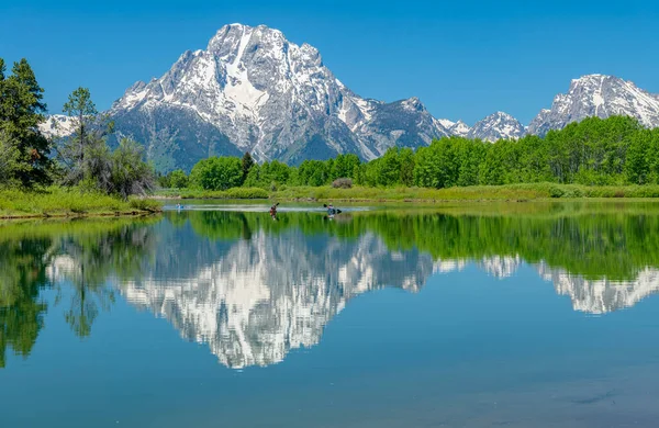 Tetones Montañas Kayakers Alrededores Desierto Wyoming — Foto de Stock