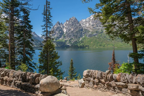 Tetony Jezero Jenny Při Západu Slunce Wyoming — Stock fotografie