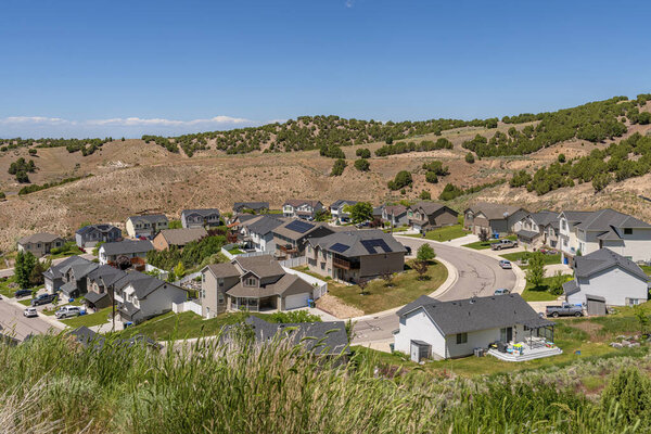 New Houses in a neighborhood in Pocatello Idaho state. 