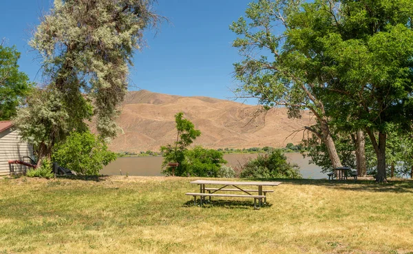 Park Picnic Benches Eastern Oregon — Stock fotografie