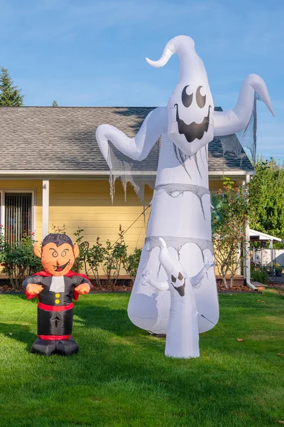 Decoraciones Halloween Césped Barrio Gresham Oregon —  Fotos de Stock
