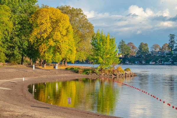 Herbstwetter Und Farbwechsel Einem Öffentlichen Park Fairview Oregon State — Stockfoto