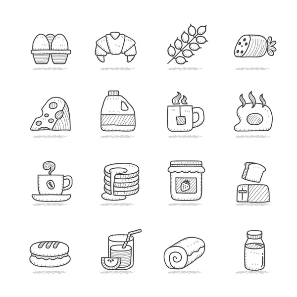 Hand zeichnen Lebensmittel-Symbole gesetzt — Stockfoto