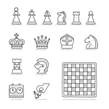 elle çizilmiş satranç Icon set