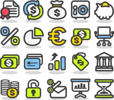 Finans, bank, busine ss Icon set
