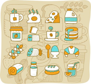 Kahvaltı, yemek Icon set