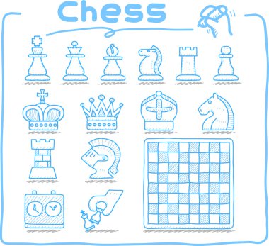 Hand drawn Chess icon set clipart