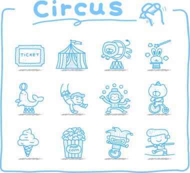 elle çizilmiş sirk Icon set