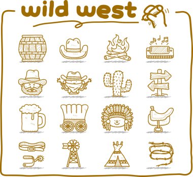 vahşi batı kovboy Icon set