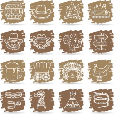vahşi batı kovboy Icon set