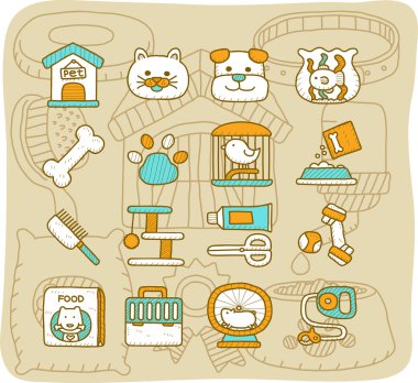 Evcil Hayvan, hayvan Icon set
