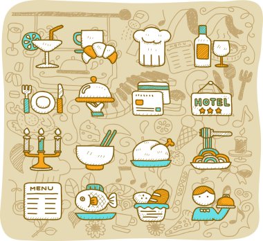 Restaurant, gıda, simge seti